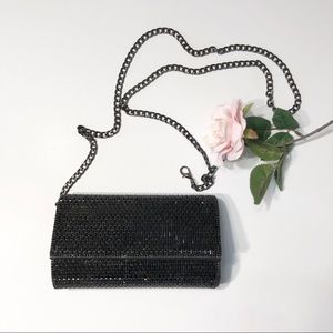 Starlet Black Metal Clutch with chain Strap